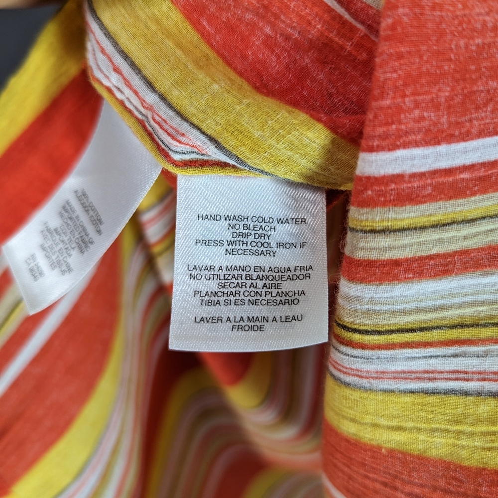 Orange Red Yellow Striped Blouse M Jones New York - Picture 3 of 16